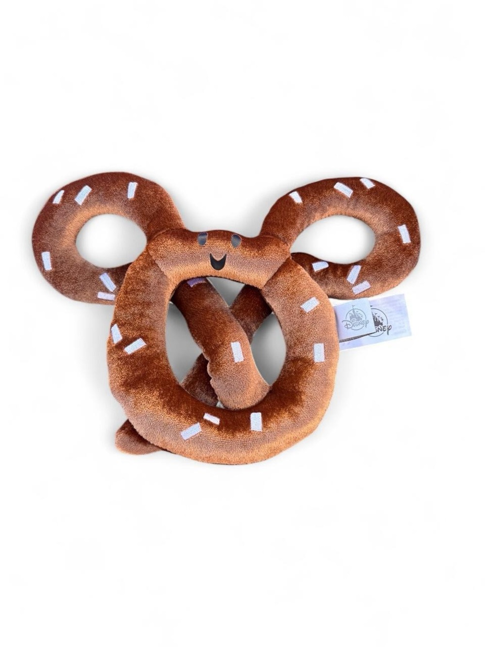 Disney Brown Pretzel-Shaped Mickey Plush with White Sprinkle Accents